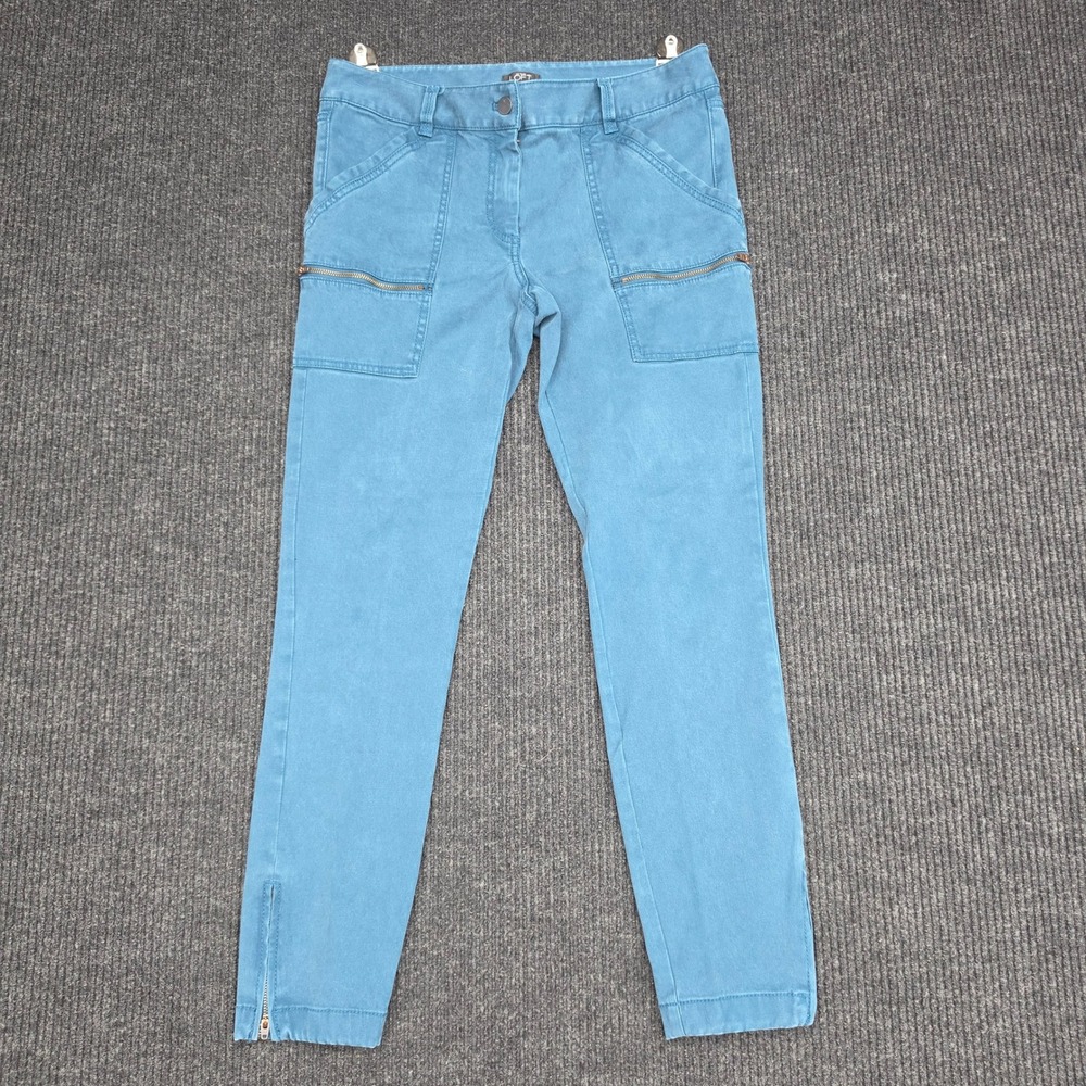 Ann Taylor Loft Womens Blue Skinny Utility Cargo Pants Ankle Zip Size 6